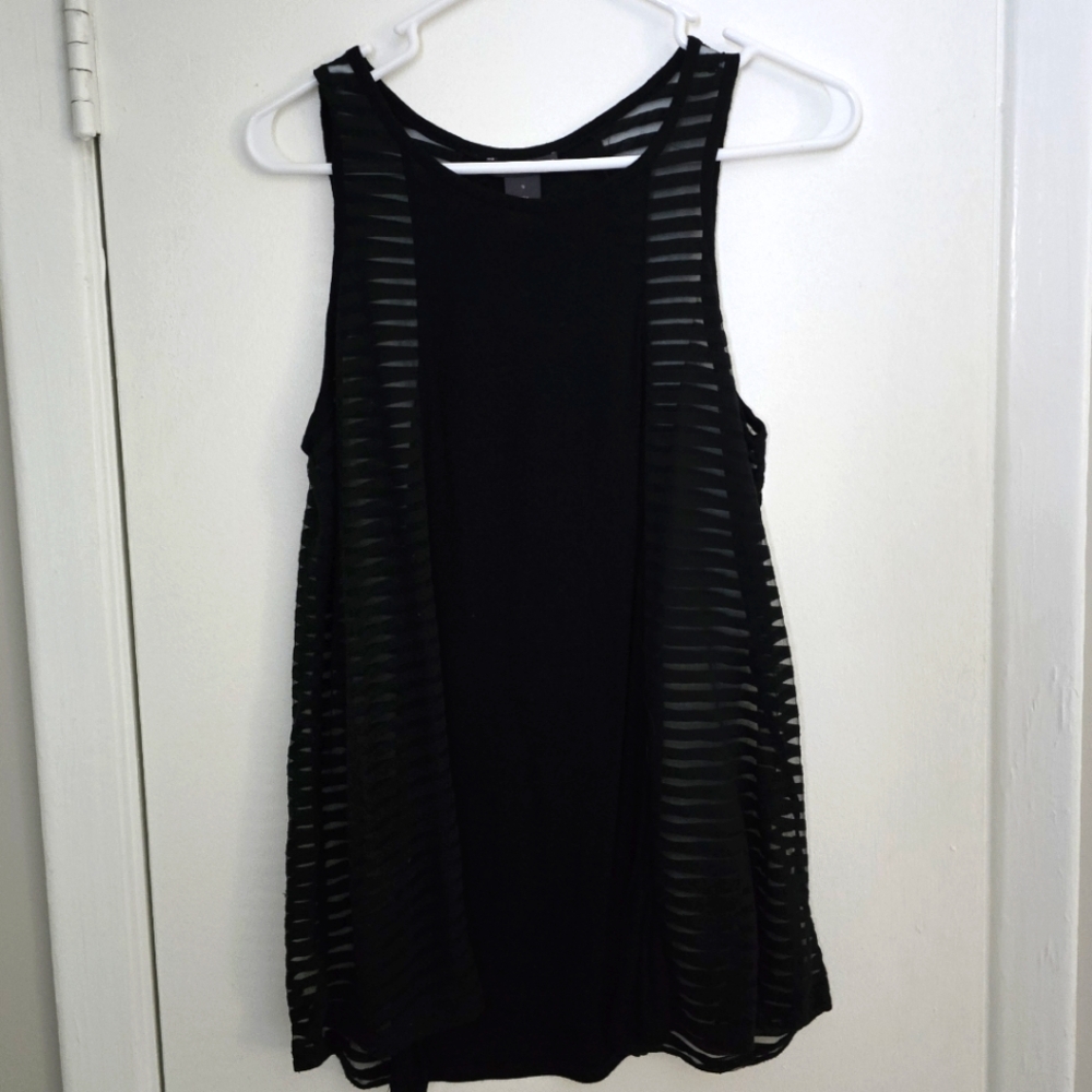 Black Sleeveless Striped Top